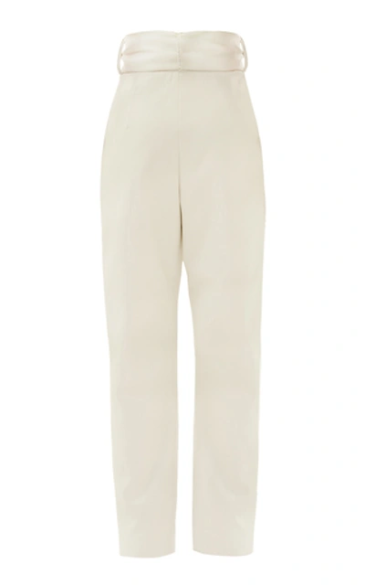Shop Anouki Crystal-embellished Leather-effect Wide-leg Pants In White