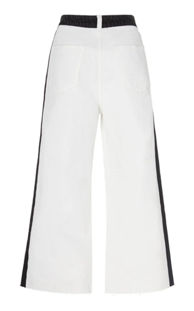 Shop Frame Cropped Two-tone Wide-leg Jeans In White