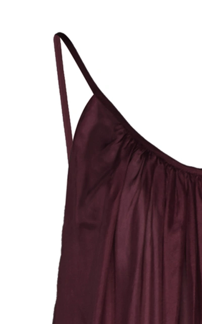 Shop Kalita Brigitte Gathered Silk Maxi Dress In Purple