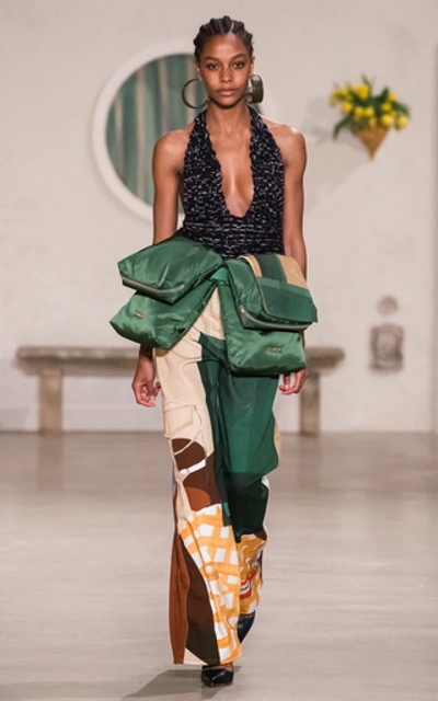 Shop Jacquemus High-waisted Wide-leg Patchwork Cargo Pants In Print