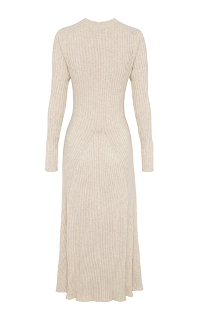 Shop Anna Quan Astrid Ribbed Cotton Midi Dress In Neutral