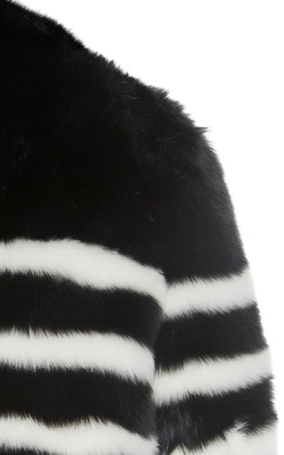 Shop Frame Jerry Striped Faux Fur Coat In Black/white