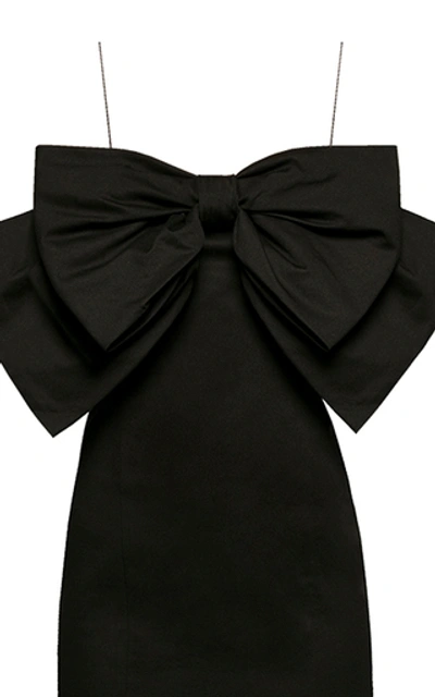 Shop Anna October Crème De La Crème Bow-embellished Satin Dress In Black