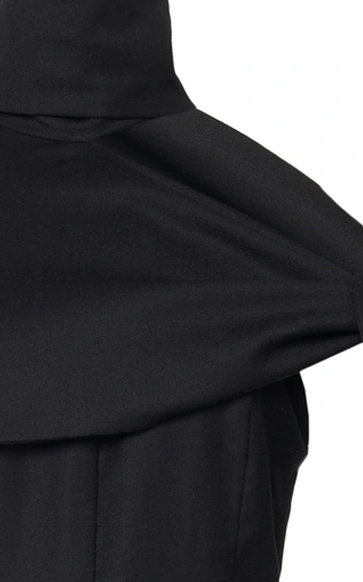 Shop Materiel Open Shoulder Wool Dress In Black