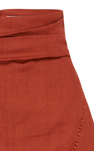 Shop Rachel Gilbert Greta Linen Midi Skirt In Orange