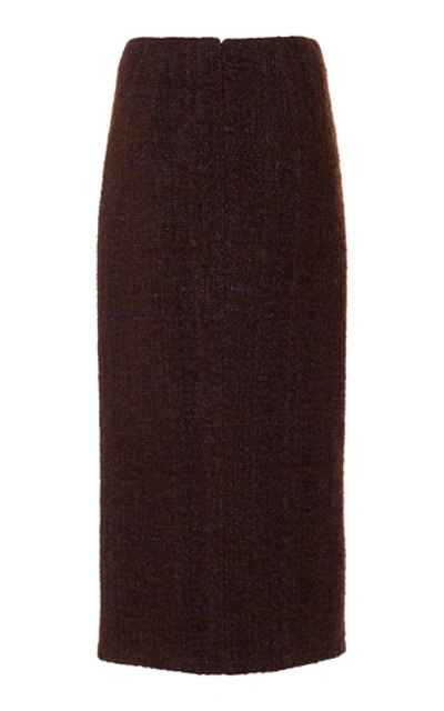 Shop Brock Collection Pectolite Bouclé Pencil Skirt In Burgundy