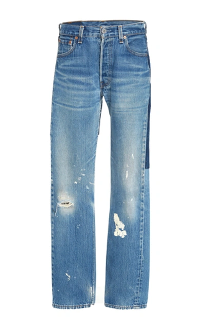 Shop B Sides Exclusive Mid-rise Patchwork Straight-leg Jeans In Light Wash