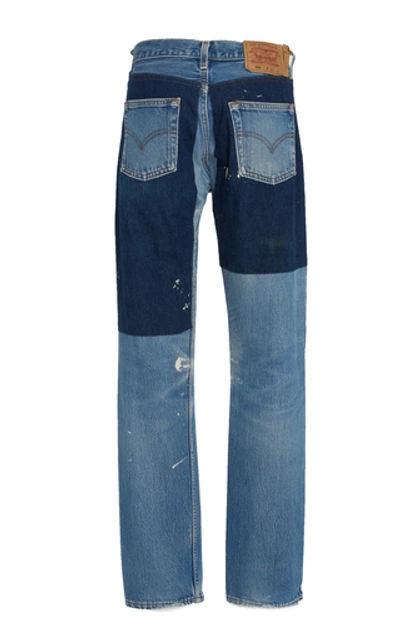 Shop B Sides Exclusive Mid-rise Patchwork Straight-leg Jeans In Light Wash