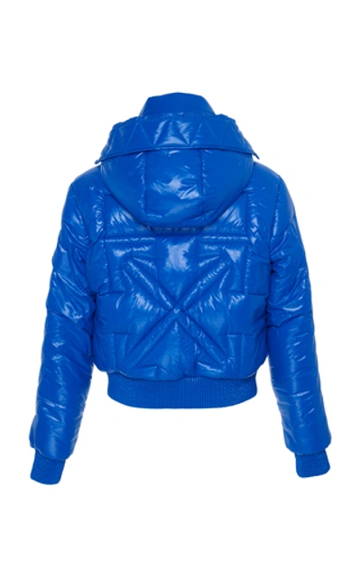 Shop Off-white High-necked Metallic Shell Puffer Jacket In Blue