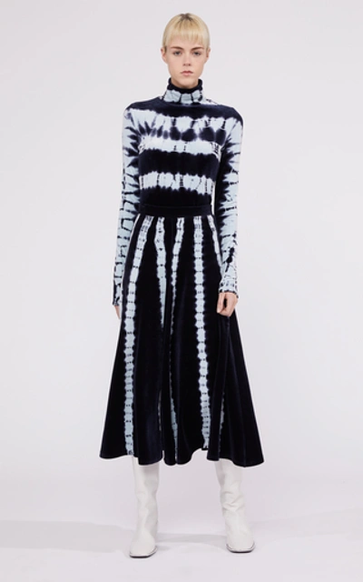 Shop Proenza Schouler Tie-dye Cotton And Modal-blend Midi Skirt In Blue