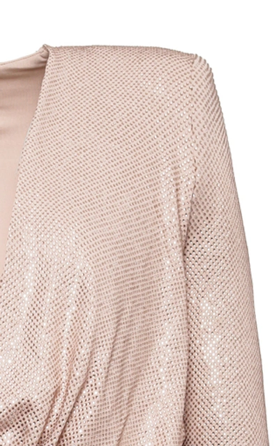 Shop Alexandre Vauthier Rhinestone-embellished Jersey Mini Dress In Pink