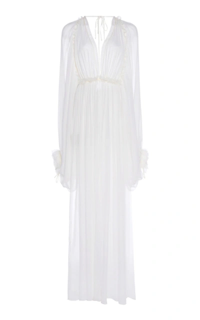 Shop Maison Rabih Kayrouz Sheer Maxi Dress In White