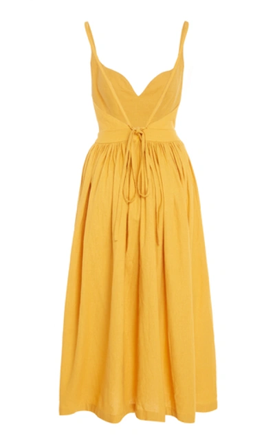 Shop Andres Otalora Merina Midi Dress In Yellow