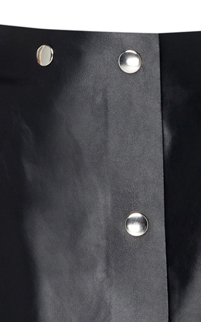 Shop Victoria Beckham Button Up Leather Midi Skirt In Black