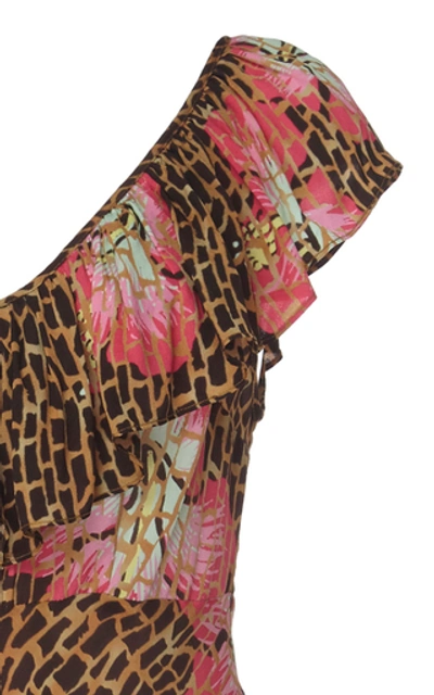 Shop Rixo London Antoinette Ruffled Silk Midi Dress In Neutral