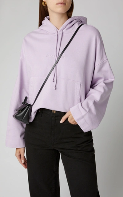 Shop Acne Studios Joghy Logo-embossed Cotton-jersey Hooded Sweatshirt In Purple