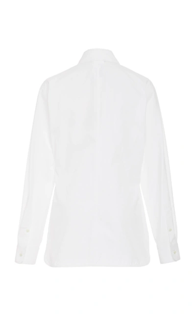 Shop Max Mara Dinda Tie-detailed Cotton-poplin Shirt In White