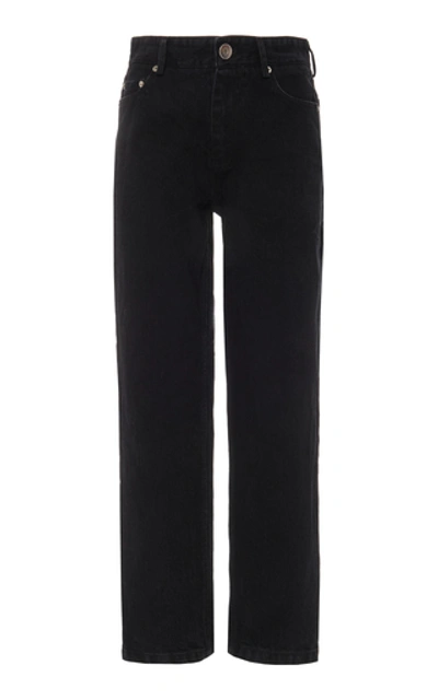 Shop Matthew Adams Dolan Mid-rise Cropped Straight-leg Jeans In Dark Wash