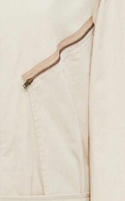 Shop Tre By Natalie Ratabesi Pigalle Zippered Wide-leg Cotton-poplin Jumpsu In Neutral