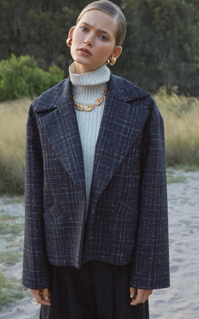 Shop Anna Quan Heather Rib-knit Cotton Turtleneck In Neutral