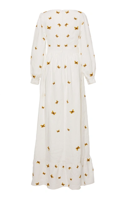 Shop Agua By Agua Bendita Curuba Embroidered Linen Dress In White