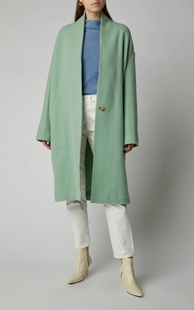 Shop Vince Oversized Wool-blend Coat In Green