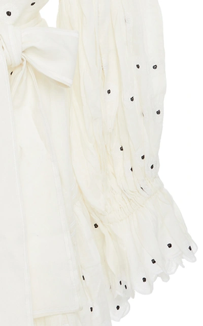 Shop Acler Spencer Embroidered Broadcloth Mini Dress In White