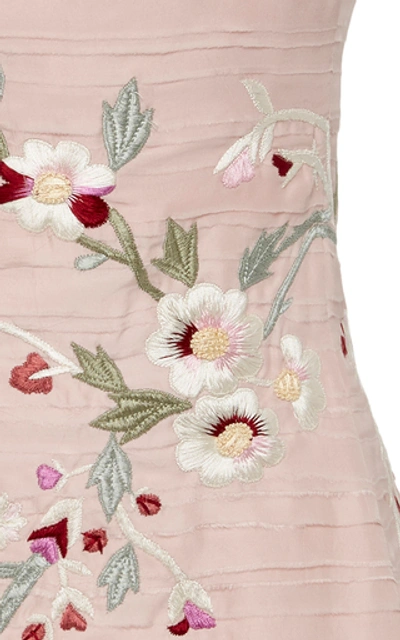 Shop Alexis Asuka Strapless Floral-embroidered Crepe Mini Dress In Pink