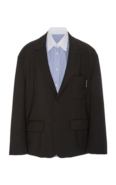 Shop Alexander Wang Shirt-paneled Wool And Mohair-blend Blazer In Black