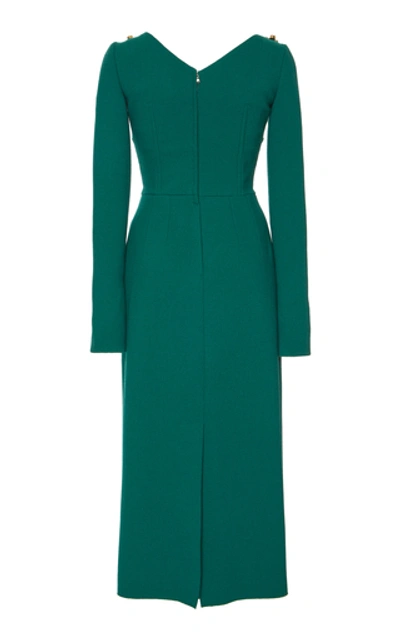 Shop Dolce & Gabbana Embellished Crepe Midi Dress In Green