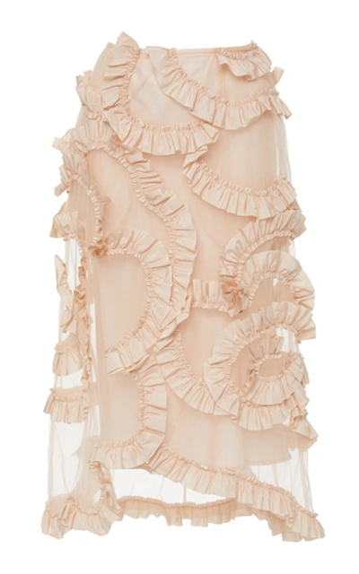 Shop Moncler Genius + Simone Rocha Ruffled Cotton-chiffon Midi Skirt In Neutral