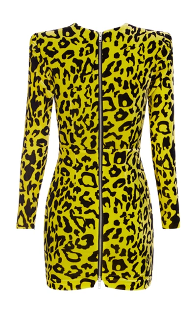 Shop Alex Perry Jax Leopard Print Velvet Mini Dress In Animal