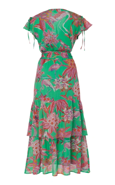 Shop Banjanan Mercy Cotton Voile Dress In Green