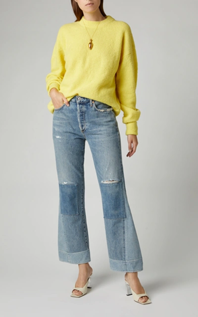 Shop Citizens Of Humanity Rhiannon Patchwork High-rise Flared Jeans In Light Wash