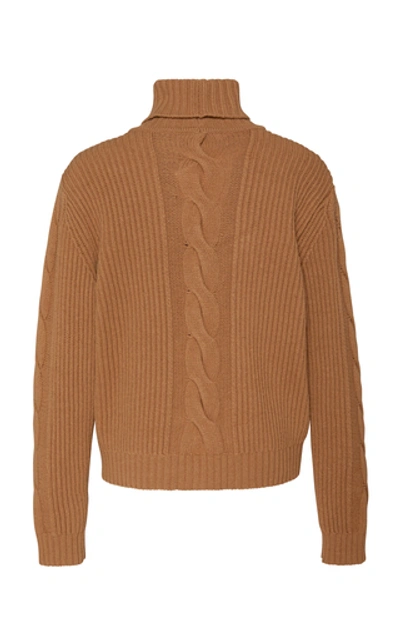 Shop Max Mara Formia Paneled Wool And Cashmere-blend Turtleneck Sweater In Brown