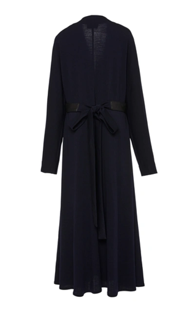 Shop Lanvin Belt Bag-detailed Wool-jersey Midi Dress In Navy