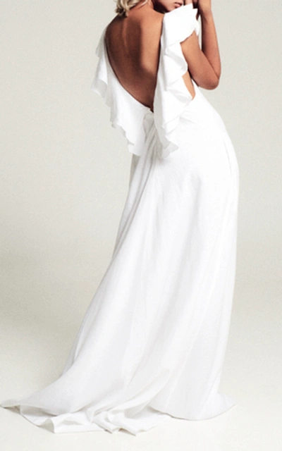 Shop Kalita Eros Ruffled Linen Maxi Dress In White