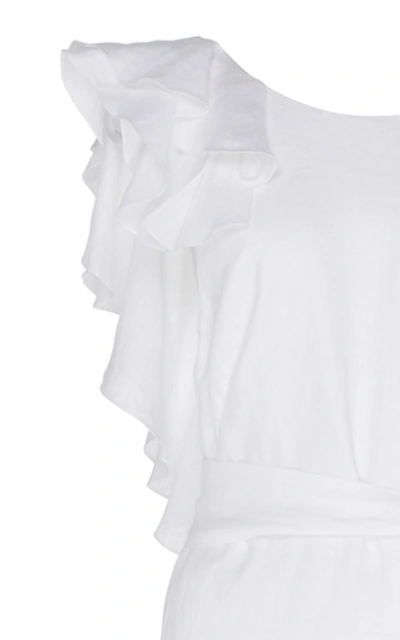 Shop Kalita Eros Ruffled Linen Maxi Dress In White
