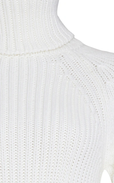 Shop Loewe Ribbed-knit Wool And Sheer Cotton Dress In White