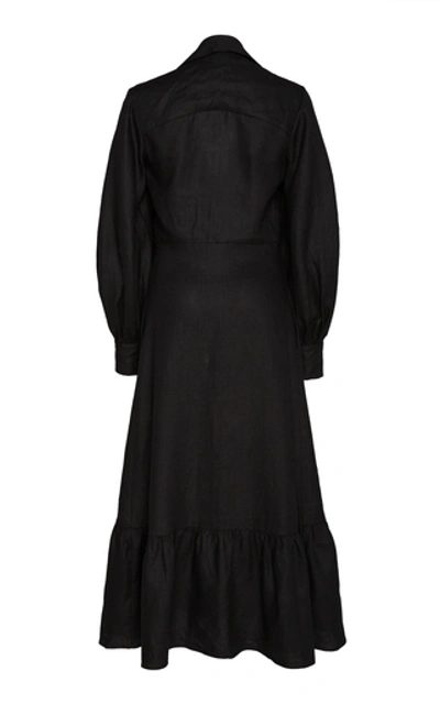 Shop Andres Otalora Vollmer Midi Dress With Belt In Black