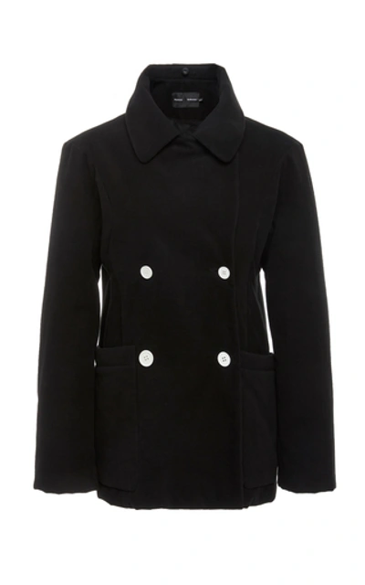 Shop Proenza Schouler Fur-trimmed Double-breasted Cotton-blend Jacket In Black