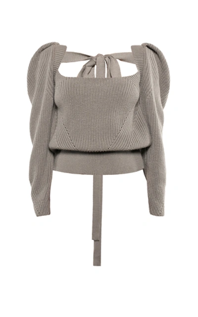 Shop Anna October Women's Rachel Tie-accented Wool-blend Sweater In Grey