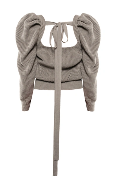 Shop Anna October Women's Rachel Tie-accented Wool-blend Sweater In Grey
