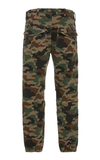 Shop Nili Lotan Cropped Camouflage Cotton-blend Pants In Green