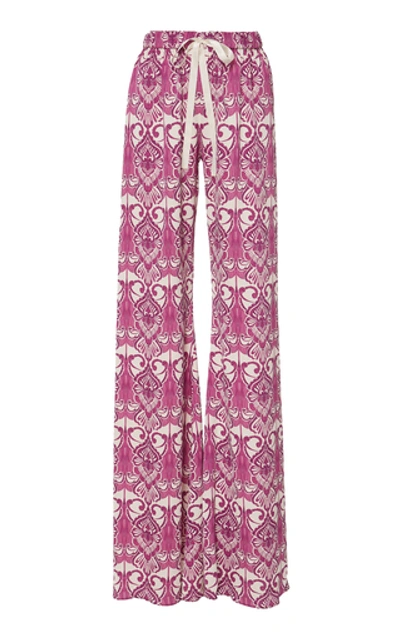 Shop Alexis Odille Printed Crepe Wide-leg Pants