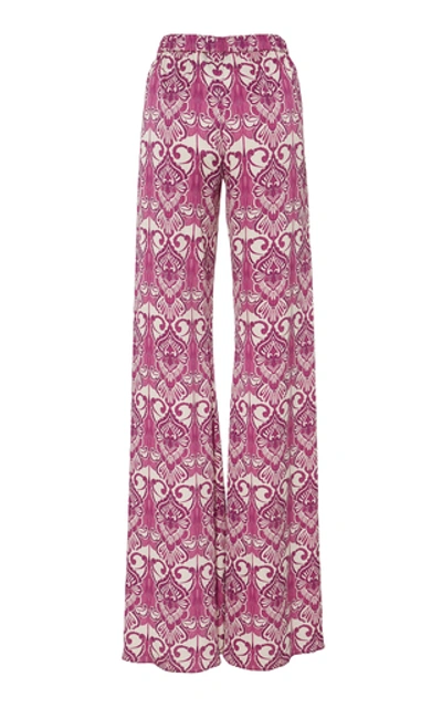 Shop Alexis Odille Printed Crepe Wide-leg Pants