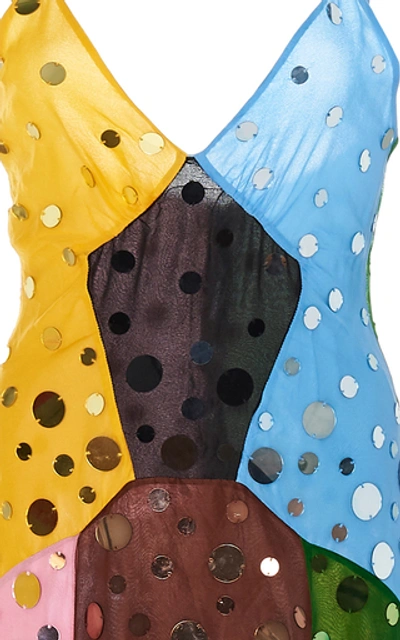 Shop Rosie Assoulin Women's Color-blocked Sequined Silk Dress In Multi