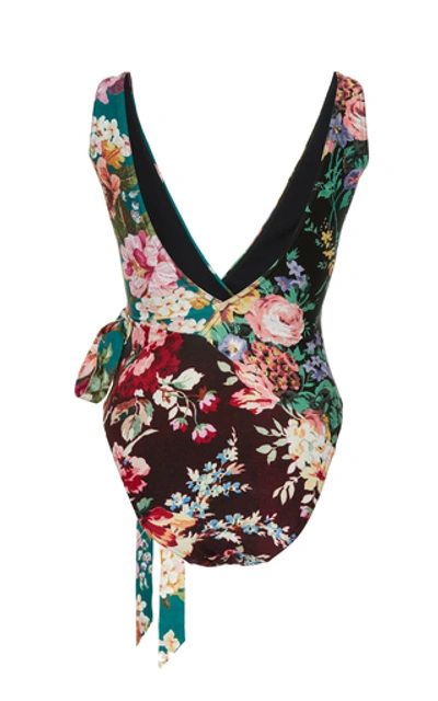 Shop Zimmermann Allia Wrap Floral-print Swimsuit