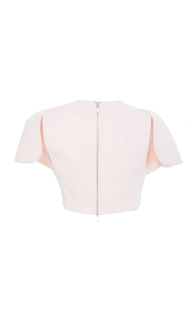 Shop Acler Crawford Cropped Crepe De Chine Top In Pink