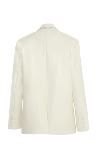 Shop Anouki Double-breasted Leather-effect Blazer In White